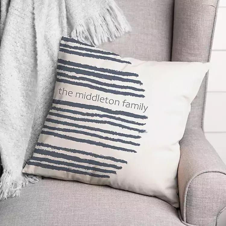 Outdoor Cushions & Pillows-Kirklands Home Personalized Navy Stripes Outdoor Pillow