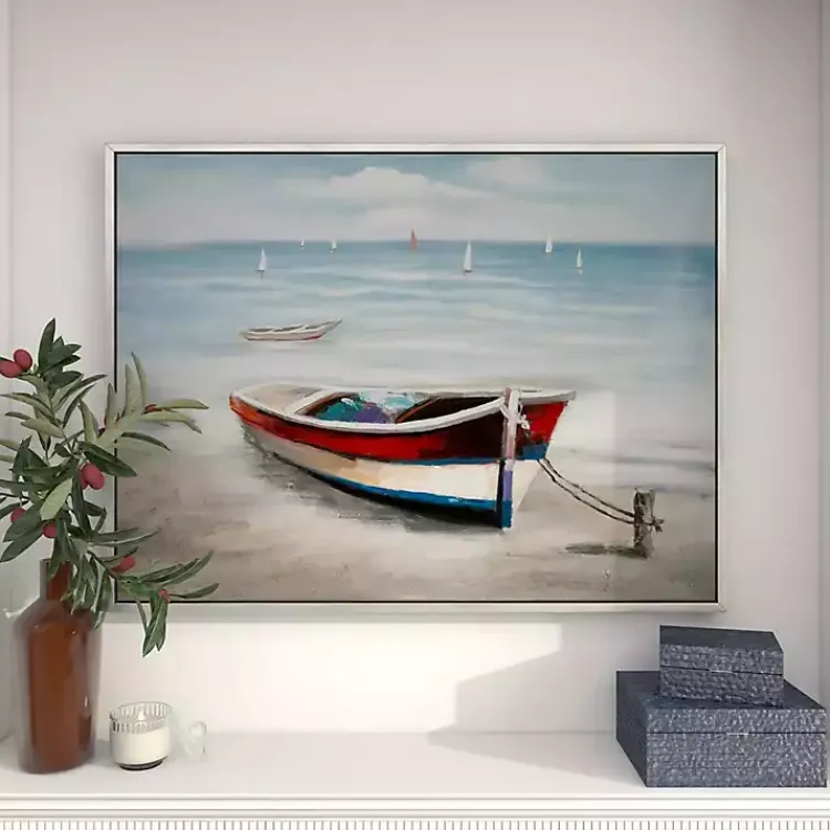 Framed Art-Kirklands Home Resting Rowboat Framed Canvas Art Print
