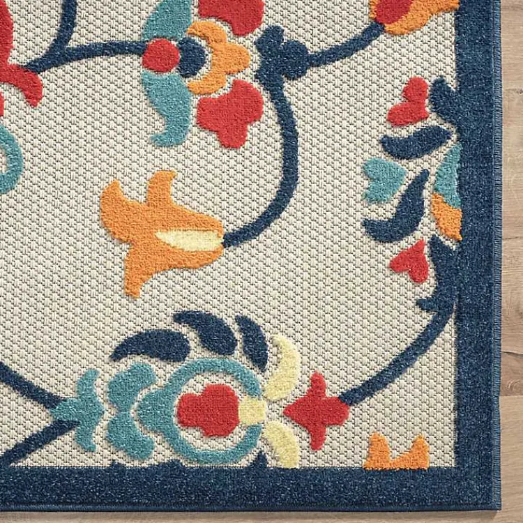 Outdoor Rugs-Kirklands Home Lyla Multi Floral Damask Indoor/Outdoor Rug, 5x8