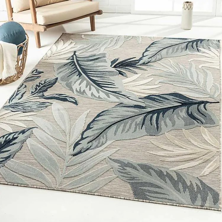 Outdoor Rugs-Kirklands Home Ferns and Palms Indoor/Outdoor Area Rug, 5x7