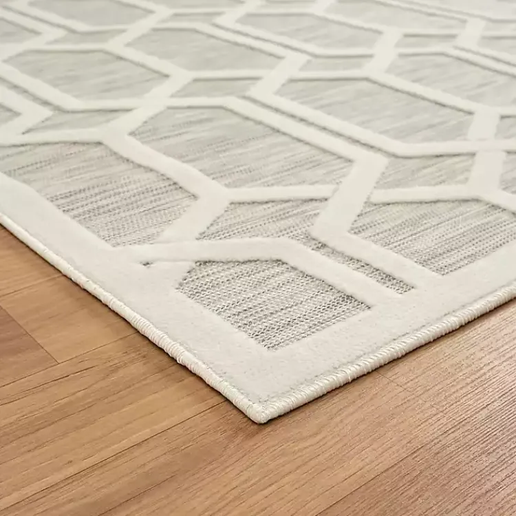 Outdoor Rugs-Kirklands Home Gray Raised Honeycomb Indoor/Outdoor Area Rug, 7x9