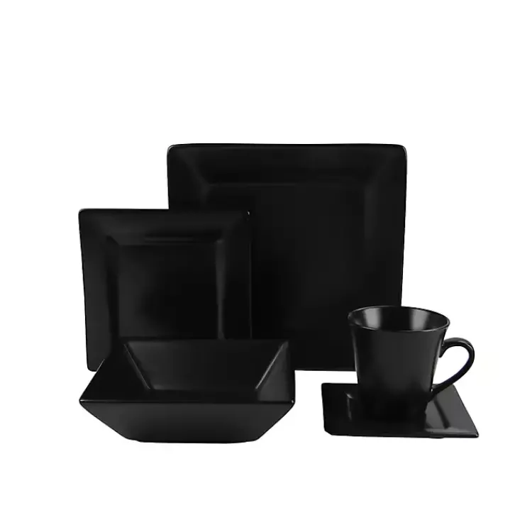 Dinnerware-Kirklands Home Midnight Squared 30-pc. Dinnerware Set Black