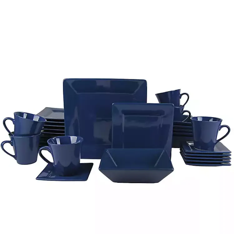 Dinnerware-Kirklands Home Royal Squared 30-pc. Dinnerware Set Blue