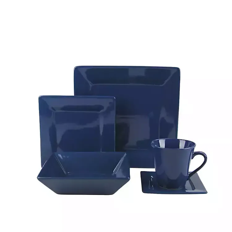Dinnerware-Kirklands Home Royal Squared 30-pc. Dinnerware Set Blue