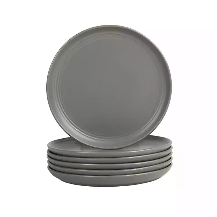 Dinnerware-Kirklands Home Dark Linear Salad Plates, Set of 6 Gray