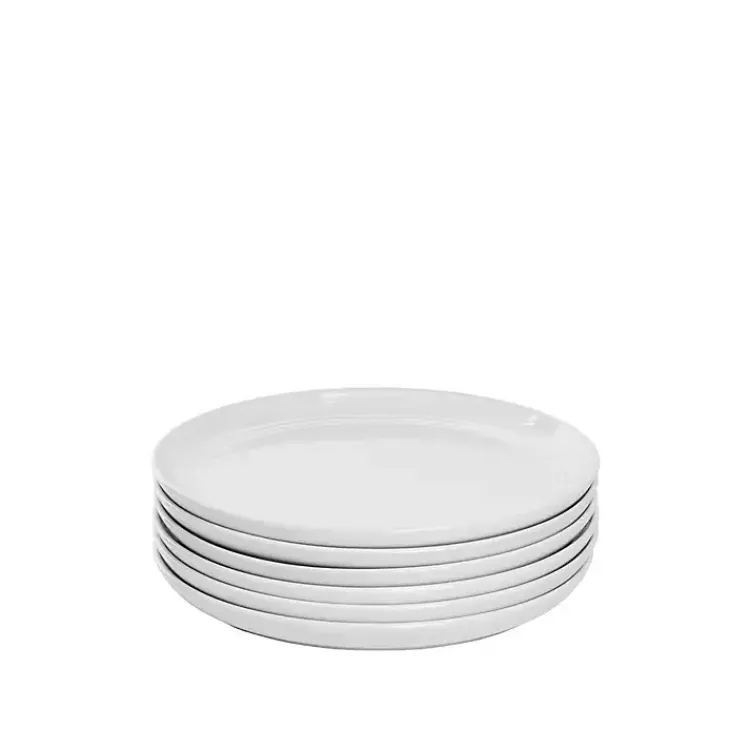 Dinnerware-Kirklands Home Linear Salad Plates, Set of 6 White