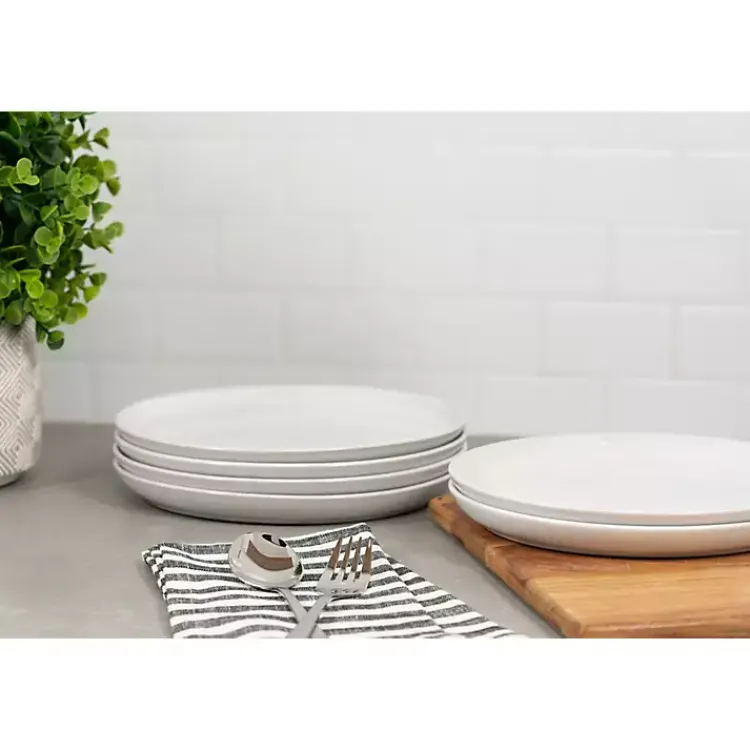 Dinnerware-Kirklands Home Linear Salad Plates, Set of 6 White