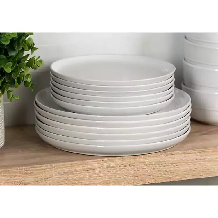Dinnerware-Kirklands Home Linear Salad Plates, Set of 6 White