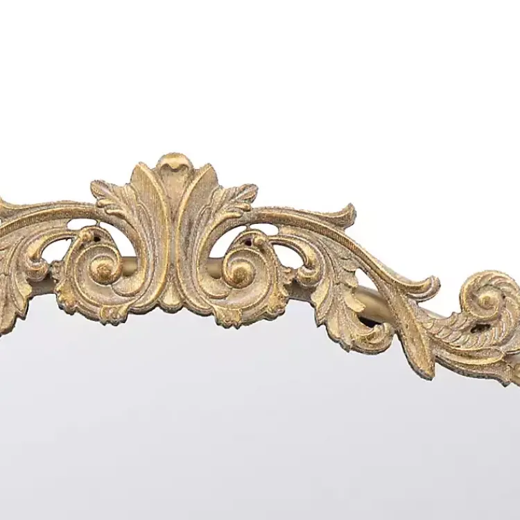 Decorative Mirrors-Kirklands Home Round Antique Floral Scroll Mirror, 39 in. Gold