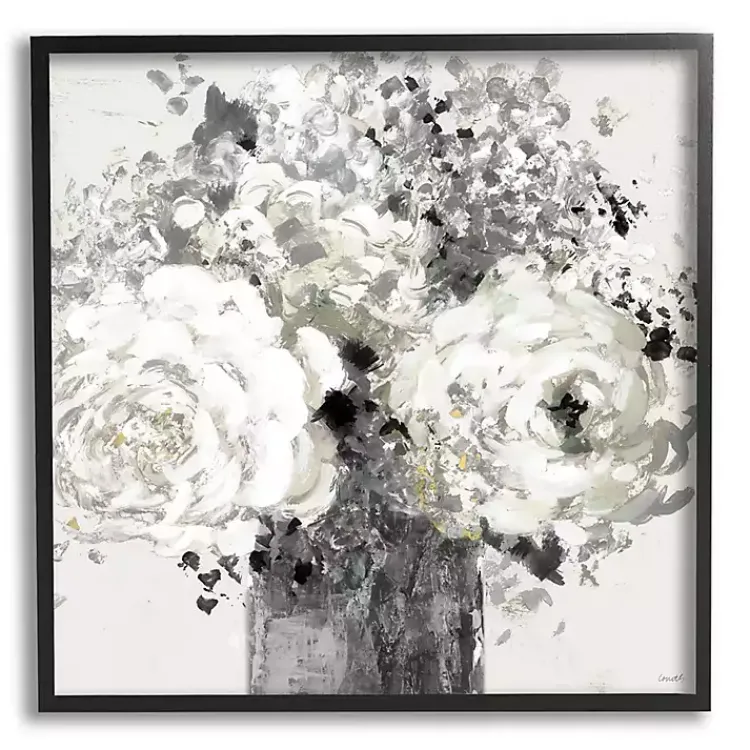Canvas Art-Kirklands Home Black and Cream Abstract Floral Canvas Art Print