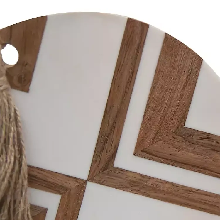 Serving & Entertaining-Kirklands Home White and Natural Wood Geometric Cutting Board