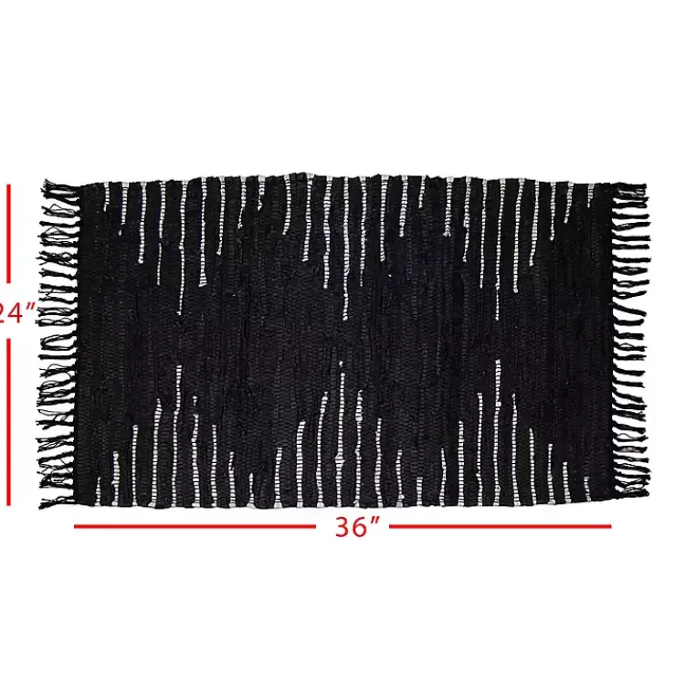 Accent Rugs-Kirklands Home Black Artisanal Leather Diamond Scatter Rug