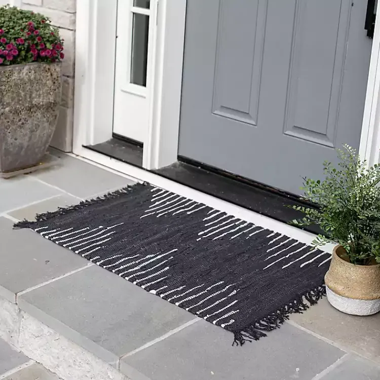 Accent Rugs-Kirklands Home Black Artisanal Leather Diamond Scatter Rug