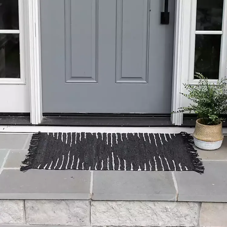 Accent Rugs-Kirklands Home Black Artisanal Leather Diamond Scatter Rug