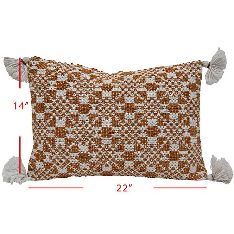 Outdoor Cushions & Pillows-Kirklands Home Rustic Cross Stitch Outdoor Lumbar Pillow
