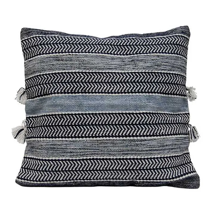 Outdoor Cushions & Pillows-Kirklands Home Chevron Woven Outdoor Pillow Blue