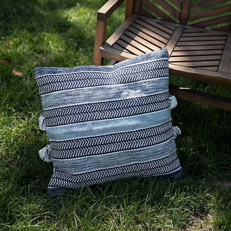 Outdoor Cushions & Pillows-Kirklands Home Chevron Woven Outdoor Pillow Blue