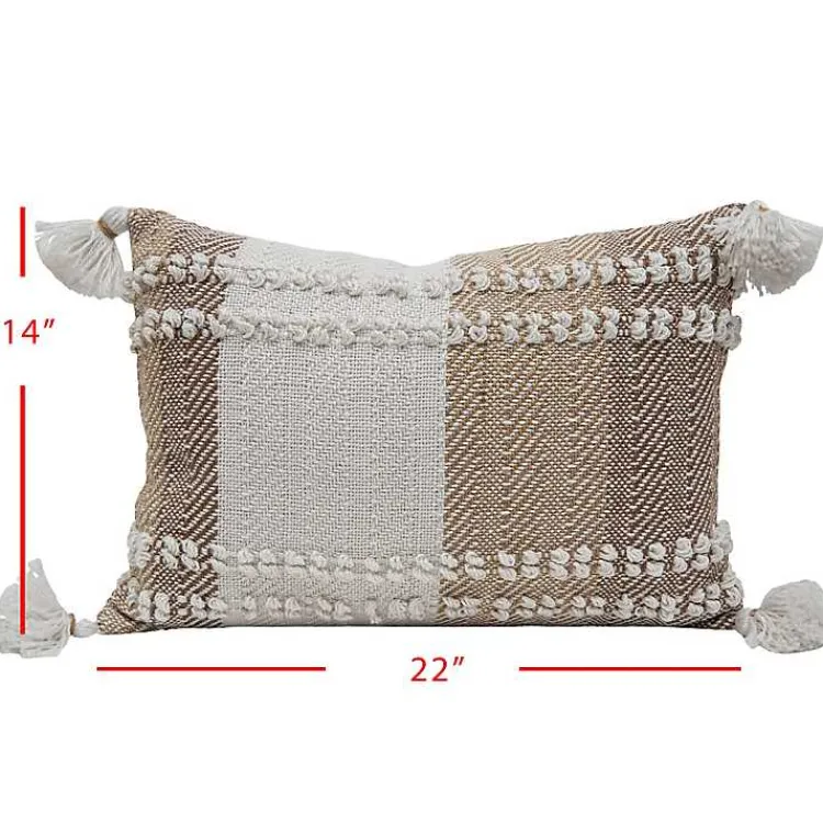 Outdoor Cushions & Pillows-Kirklands Home Neutral Colorblock Outdoor Lumbar Pillow