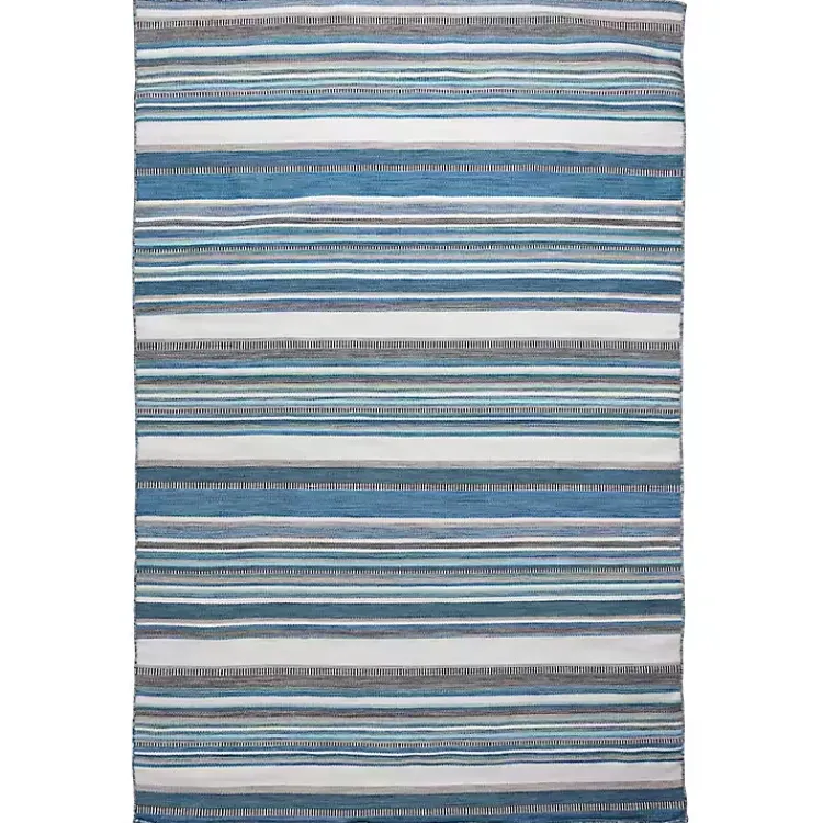 Outdoor Rugs-Kirklands Home Dhurri Stripe Indoor/Outdoor Area Rug, 7x9 Blue