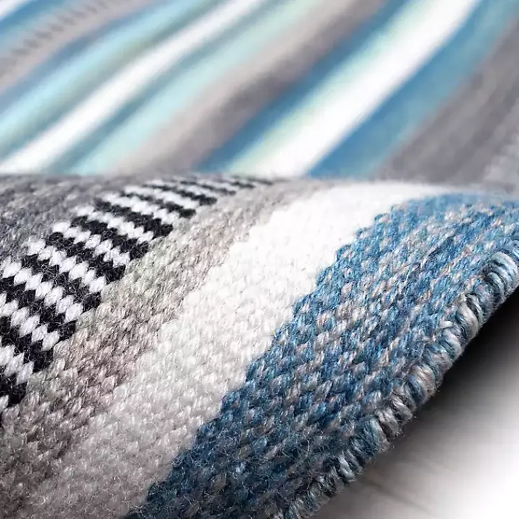 Outdoor Rugs-Kirklands Home Dhurri Stripe Indoor/Outdoor Area Rug, 7x9 Blue