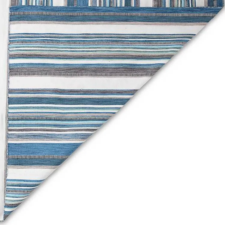 Outdoor Rugs-Kirklands Home Dhurri Stripe Indoor/Outdoor Area Rug, 7x9 Blue