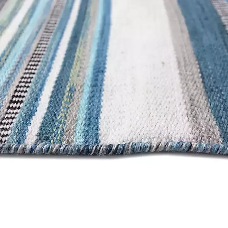 Outdoor Rugs-Kirklands Home Dhurri Stripe Indoor/Outdoor Area Rug, 7x9 Blue