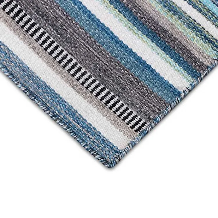 Outdoor Rugs-Kirklands Home Dhurri Stripe Indoor/Outdoor Area Rug, 7x9 Blue