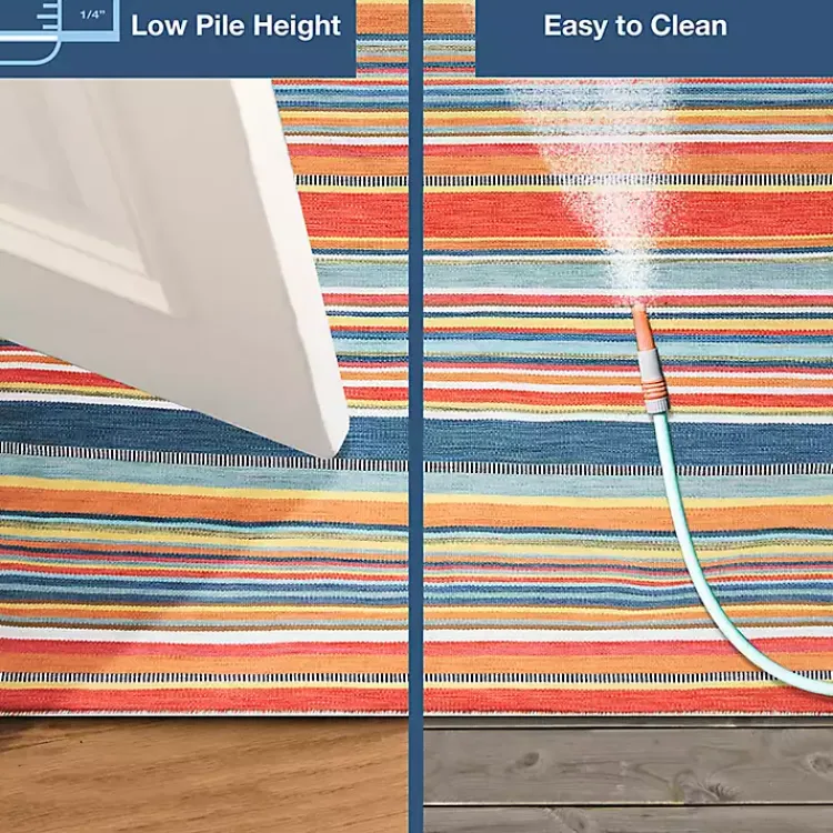 Outdoor Rugs-Kirklands Home Multi Dhurri Stripe Indoor/Outdoor Scatter Rug