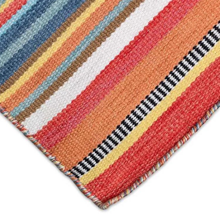 Outdoor Rugs-Kirklands Home Multi Dhurri Stripe Indoor/Outdoor Area Rug, 5x7
