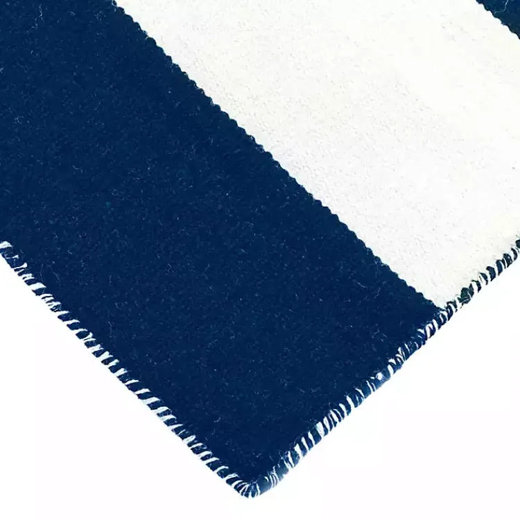 Outdoor Rugs-Kirklands Home Navy Cabana Stripe Indoor/Outdoor Area Rug, 5x7