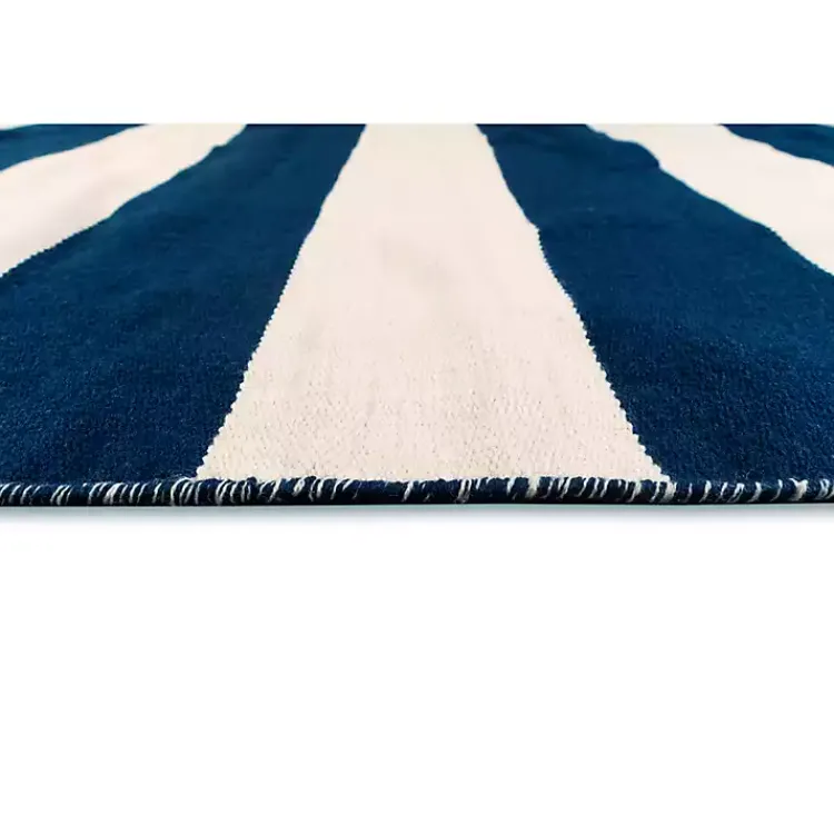 Outdoor Rugs-Kirklands Home Navy Cabana Stripe Indoor/Outdoor Area Rug, 5x7
