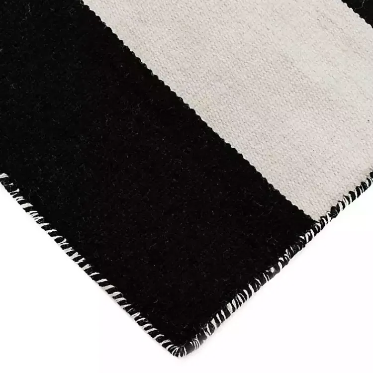 Outdoor Rugs-Kirklands Home Black Cabana Stripe Indoor/Outdoor Area Rug, 8x8