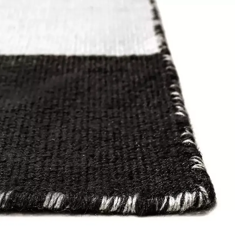 Outdoor Rugs-Kirklands Home Black Cabana Stripe Indoor/Outdoor Area Rug, 8x8