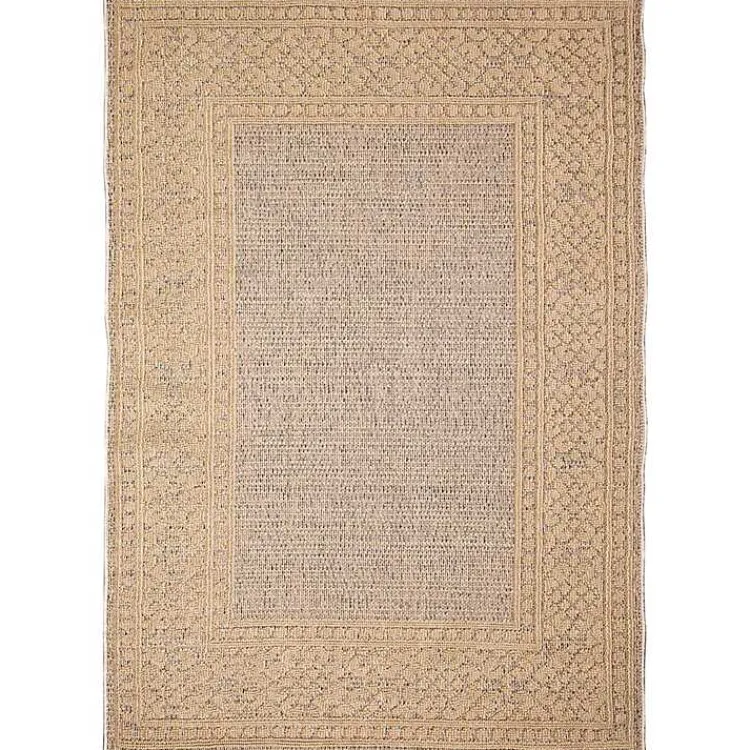 Outdoor Rugs-Kirklands Home Camel Leopard Border Outdoor Area Rug, 5x7 Tan