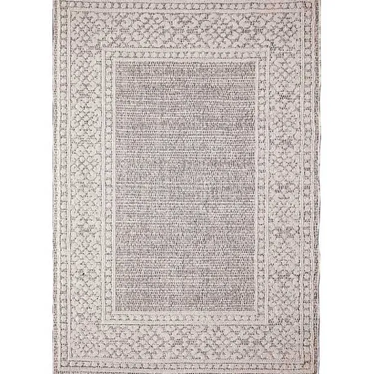 Outdoor Rugs-Kirklands Home Leopard Border Outdoor Area Rug, 5x7 Gray