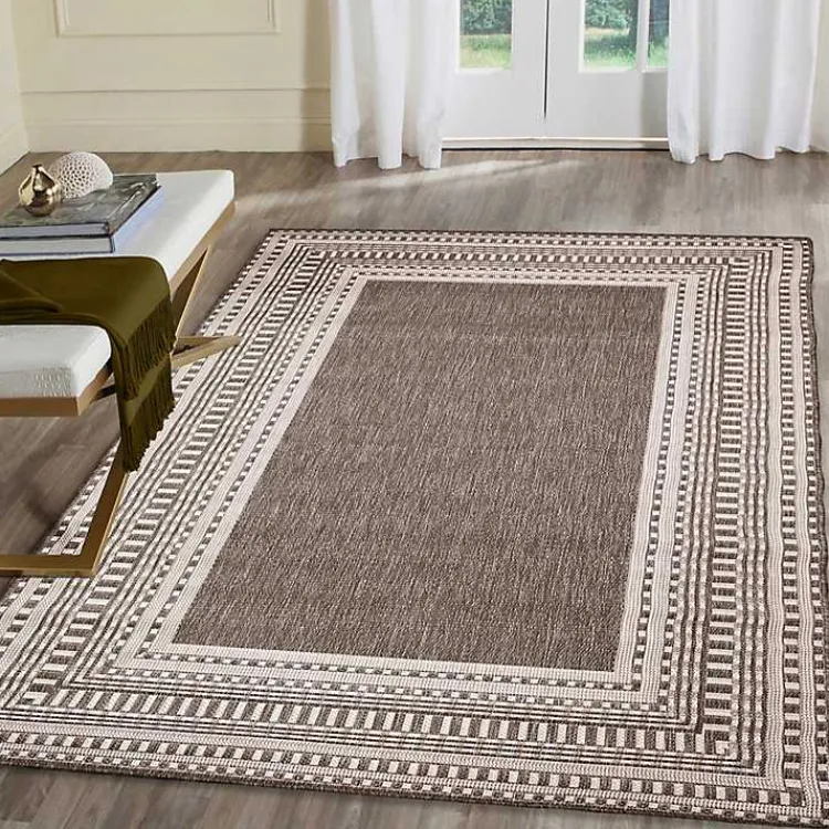 Outdoor Rugs-Kirklands Home Natural Linear Macy Indoor/Outdoor Area Rug, 6x9 Brown