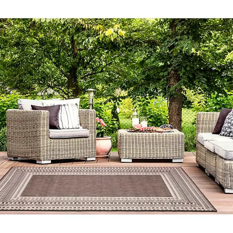 Outdoor Rugs-Kirklands Home Natural Linear Macy Indoor/Outdoor Area Rug, 7x9 Brown
