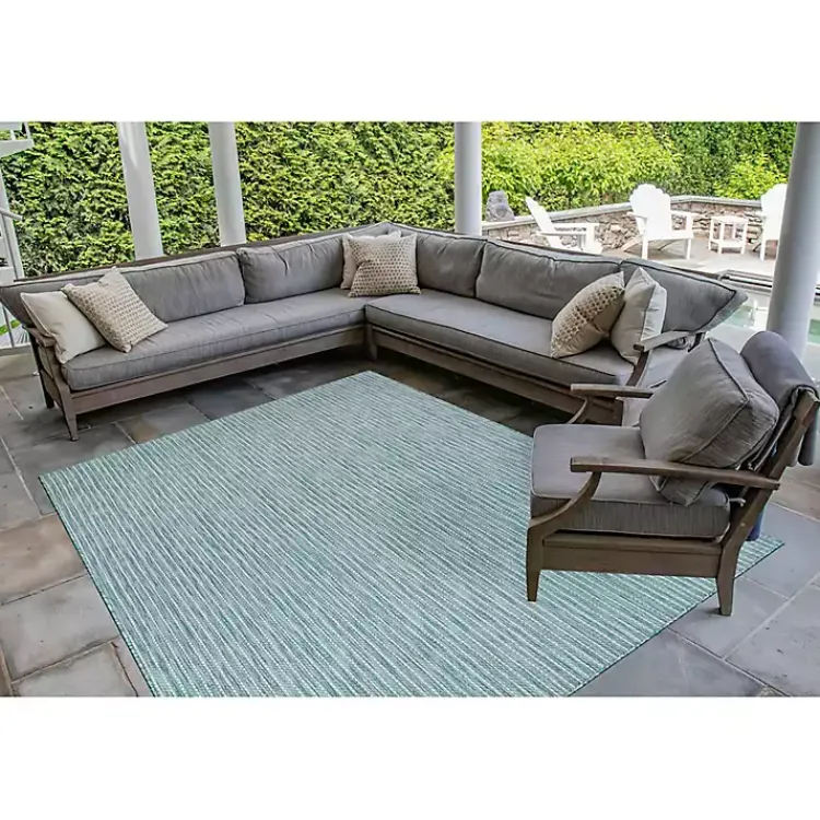 Outdoor Rugs-Kirklands Home Aqua Intertwine Indoor/Outdoorr Area Rug, 6x9 Blue