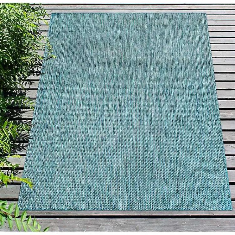 Outdoor Rugs-Kirklands Home Aqua Intertwine Indoor/Outdoor Area Rug, 7x9 Blue