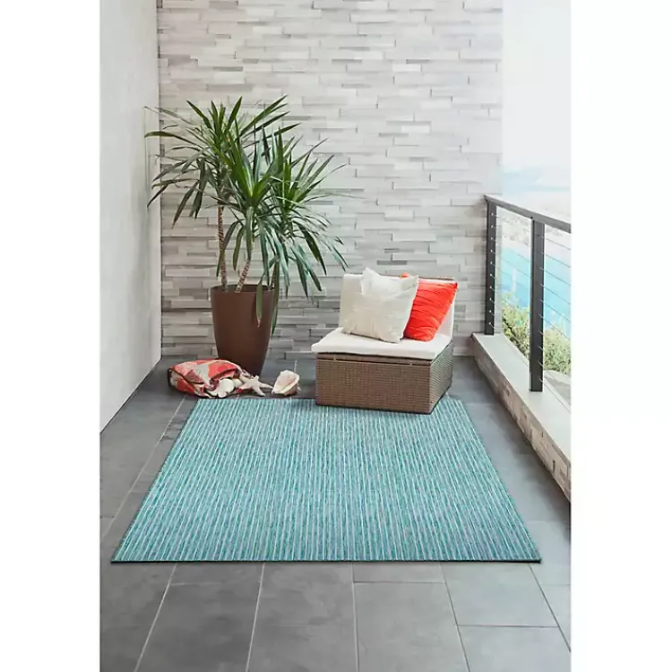 Outdoor Rugs-Kirklands Home Aqua Intertwine Indoor/Outdoor Area Rug, 7x9 Blue