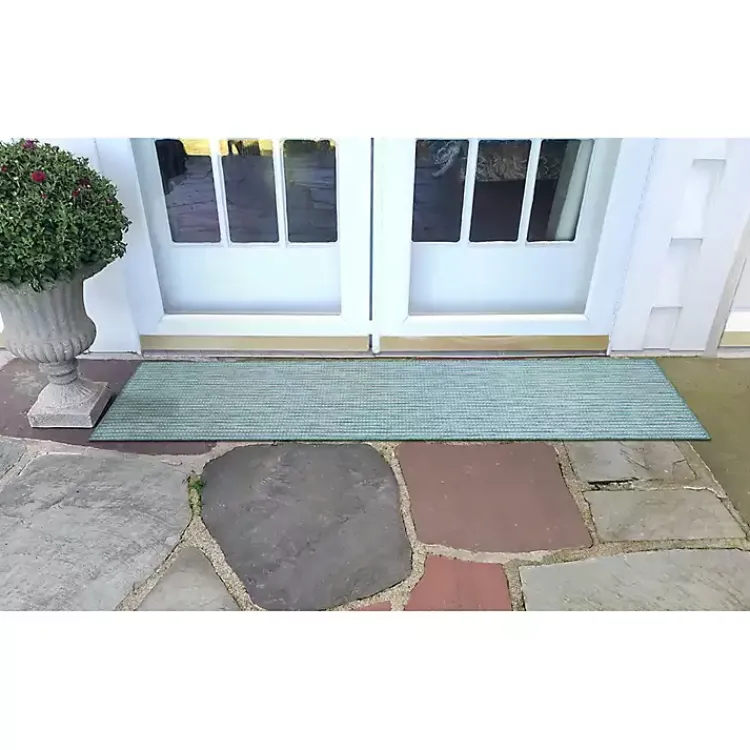 Outdoor Rugs-Kirklands Home Aqua Intertwine Indoor/Outdoor Runner Blue