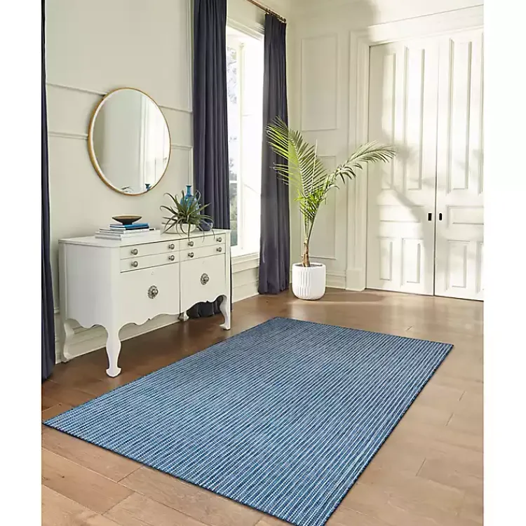 Outdoor Rugs-Kirklands Home Navy Intertwine Indoor/Outdoor Area Rug, 6x9 Blue