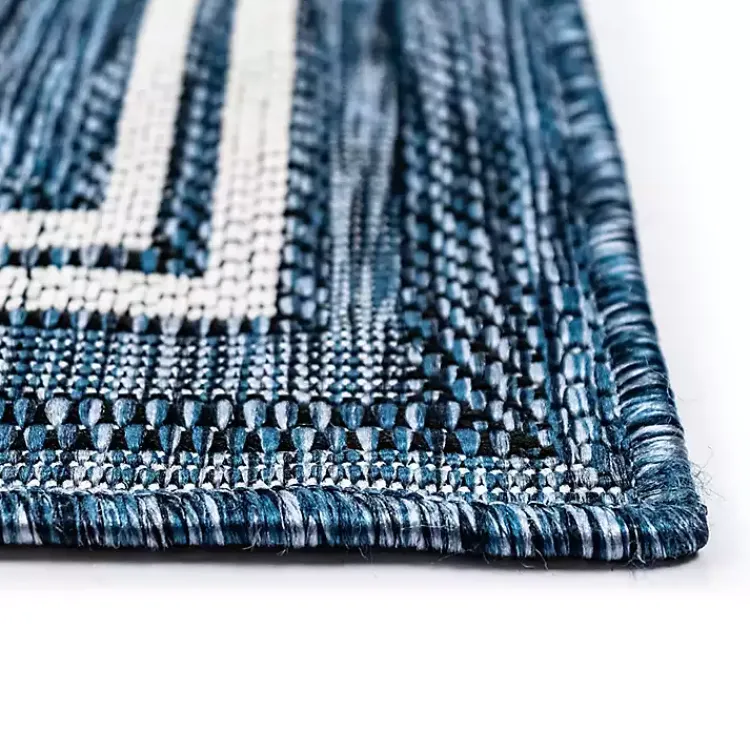 Outdoor Rugs-Kirklands Home Deep Aqua Threaded Frame Outdoor Area Rug, 6x9