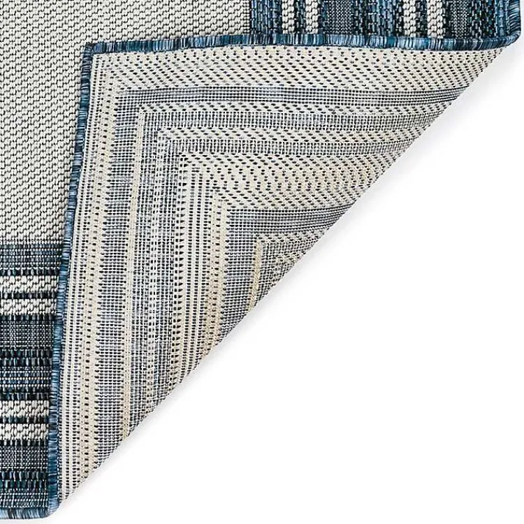 Outdoor Rugs-Kirklands Home Deep Aqua Threaded Frame Outdoor Area Rug, 6x9