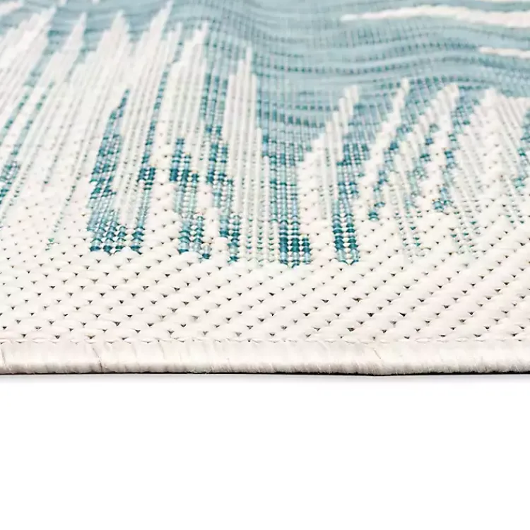 Outdoor Rugs-Kirklands Home Ocean Blue Palm Leaves Outdoor Area Rug, 6x9