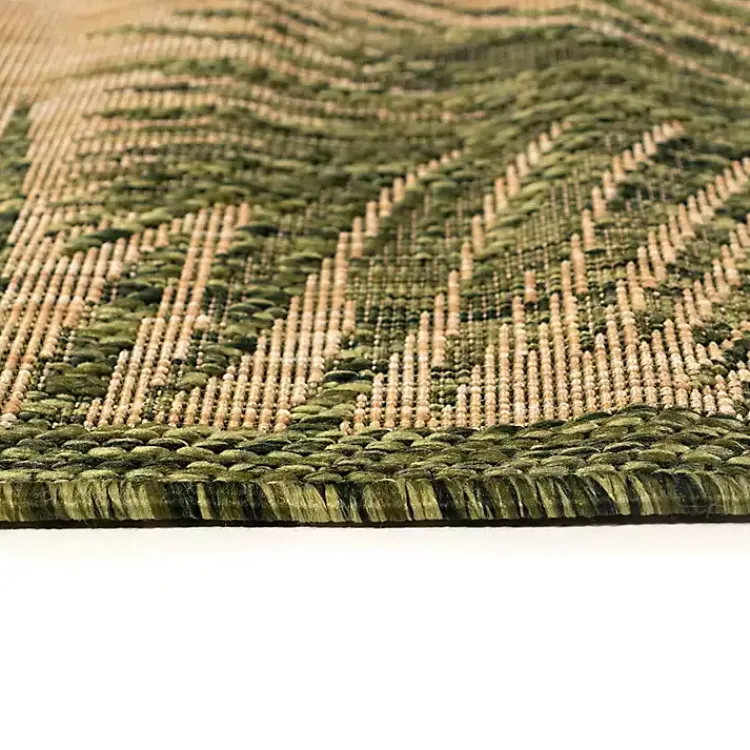Outdoor Rugs-Kirklands Home Golden Green Palm Leaves Outdoor Area Rug, 4x7