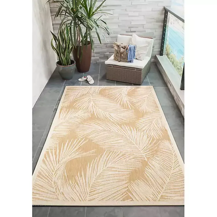 Outdoor Rugs-Kirklands Home Sand Cabo Palm Indoor/Outdoor Rug, 7x9