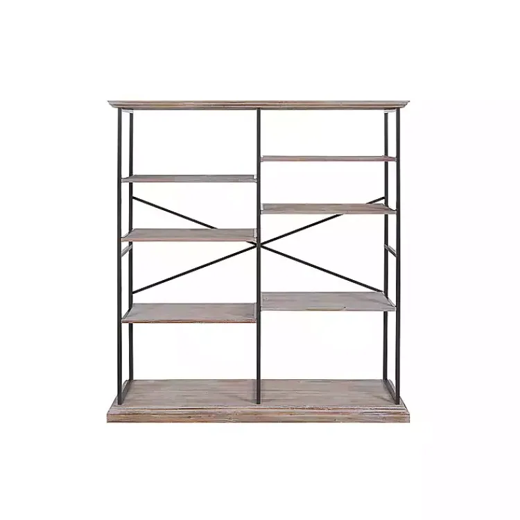 Bookshelves-Kirklands Home Whitewashed Etagere Industrial Bookcase