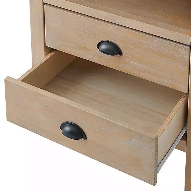 Nightstands-Kirklands Home Natural Wood Grain Open Storage Nightsd Tan