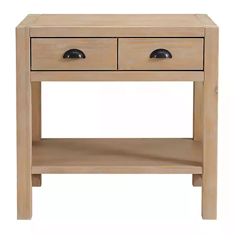 Nightstands-Kirklands Home Natural Wood Grain Open Shelf Nightsd Tan